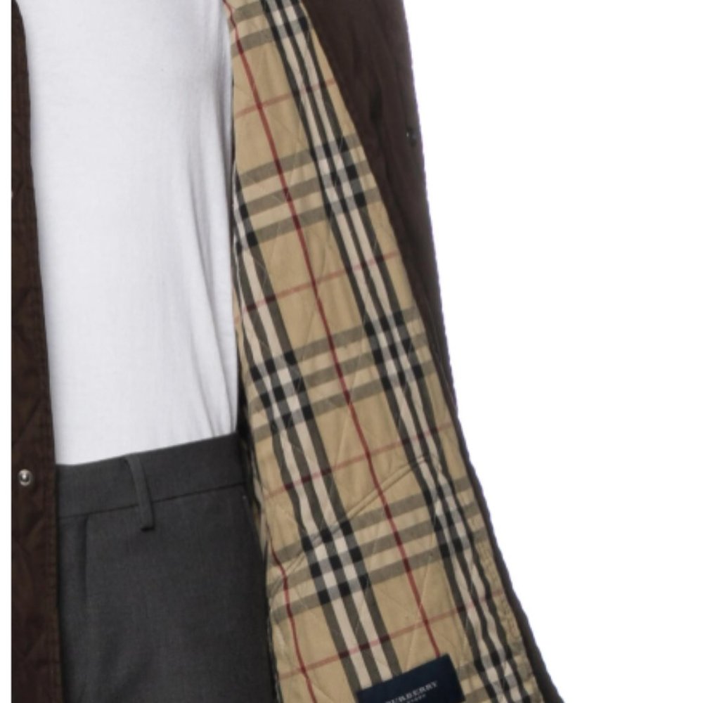 Burberry London Mens Brown Quilted Nova Check Lining Corduroy Collar Jacket XL - Picture 4 of 7